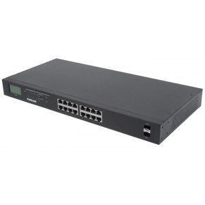 Switch Gigabit 16x RJ45, POE+, 2x SFP, LCD, Rack 19