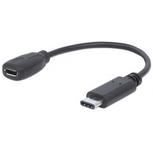 KABEL USB C-MicroB M/F 0,15m USB2.0 HI-SPEED czarny