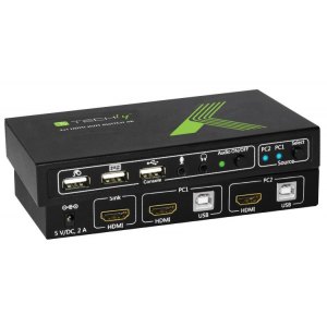Przełącznik KVM HDMI/USB 2x1 z Audio 4K*60Hz Techly
