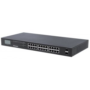 Switch Gigabit 24x RJ45 PoE+, 2x SFP, wyświetlacz LCD