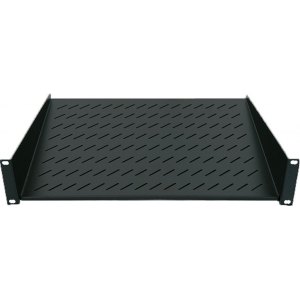 Półka 1U 150mm rack 19, 2 pkt mocowania, perforowana, czarna