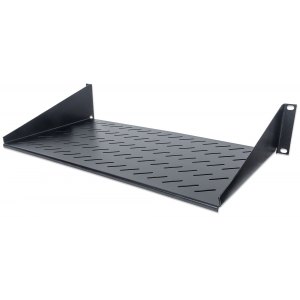 Półka 2U 250mm rack 19, 2 pkt mocowania, perforowana czarna