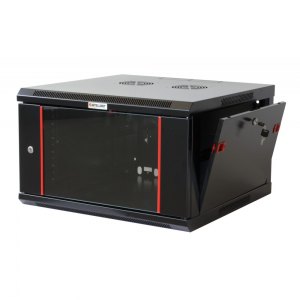 Szafka wisząca złożona 6U 600x450 rack 19 drzwi szkło czarna