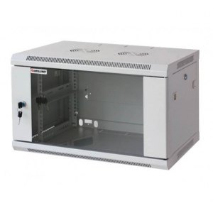 Szafka wisząca złożona 6U 600x450 rack 19 drzwi szkło szara