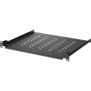 Półka 1U 400mm rack 19, 2 pkt mocowania, perforowana czarna