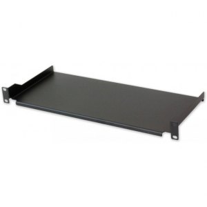 Półka 1U 200mm rack 19, 2 pkt mocowania, pełna, czarna