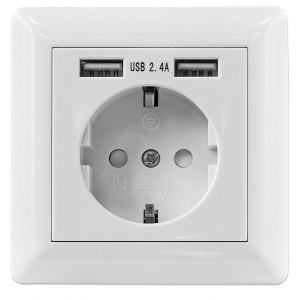 Podtynkowe gniazdko elektryczne z 2 portami USB typu A
