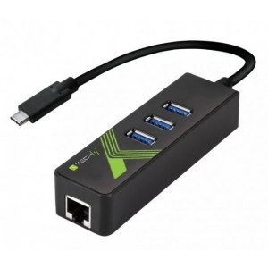 Karta Sieciowa Adapter USB-C na Gigabit RJ45 Hub 3x USB 3.0