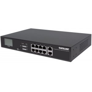 GIGA SWITCH 8x POE+ 130W + 2x RJ45 UpLink, LCD