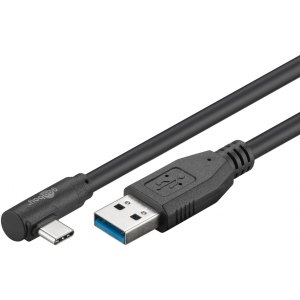 Kabel USB 3.2 Gen1 AM-CM Kątowy 1m 5Gbps 15W Czarny