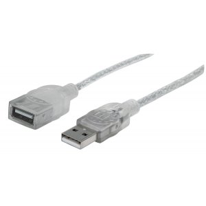 PRZEDŁUŻACZ KABEL USB 2.0 A-A M/F 1,8M SREBRNY