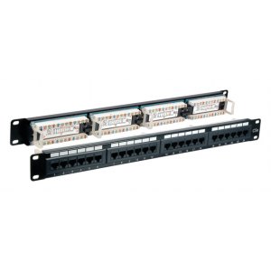 Patch Panel 1U Rack 19  UTP 24x RJ45 Cat5e, czarny