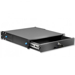 Szuflada do szaf Rack 19  2U z zamkiem, 465mm, czarna