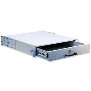 Szuflada do szaf Rack 19  2U z zamkiem, 465mm, szara