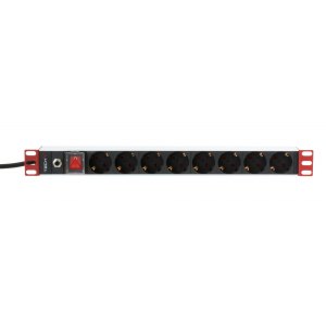 Listwa Zasilająca PDU Rack 1U 250V/16A 8x Schuko Kabel 3m