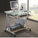 Biurko Techly ICA-TB 3791A - Biurko komputerowe ze szklanym blatem, mobilne