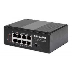 Switch Gigabit 8xPoE+ Passthrough zasilany PoE lub AC, VLAN