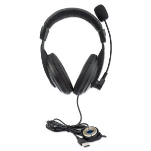 Zamknięte Słuchawki USB Stereo z Mikrofonem Manhattan