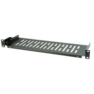 Półka 1U 250mm rack 19, perforowana, czarna