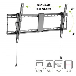 Uchwyt Ścienny TV LCD/LED 43-90 Cali 70kg Uchylny Slim 49mm