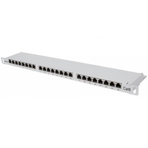 Patch Panel Rack 19 0.5U, 24 porty RJ45 Cat6 FTP, szary