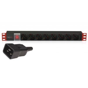 Listwa Zasilająca Rack 1U 8x Schuko/UNEL, Kabel C20 3m, 16A