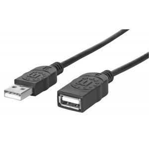 Kabel Przedłużacz USB 2.0 AM-AF 3m Czarny Manhattan