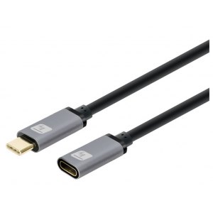 Kabel Przedłużacz USB-C 3.2 Gen2 M/F 1m 100W 5A Czarny