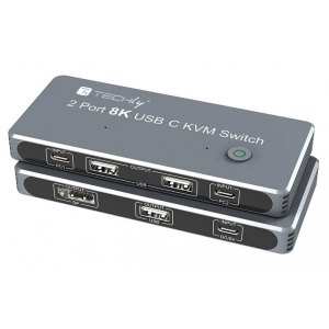 Przełącznik KVM USB-C 2x1 z DisplayPort 1.4 Video 8K Techly
