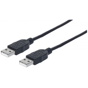 Kabel USB 2.0 AM-AM 50cm Czarny Ekranowany Manhattan