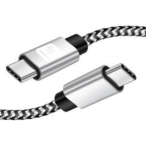 Kabel USB 2.0 Typ-C USB-C M/M 0,5m 3A Czarno-Szary Oplot
