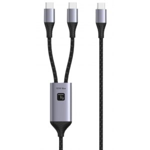 Kabel USB-C 100W PD QC 1.5m Podwójny 2x USB-C do Ładowania