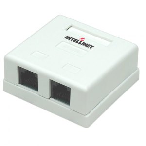 Gniazdo natynkowe 2x RJ45 Cat5e UTP beżowe