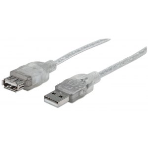 PRZEDŁUŻACZ USB 2.0 A-A M/F 3M SREBRNY