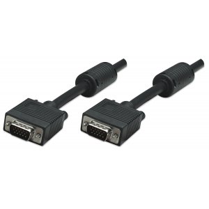 Kabel Monitorowy SVGA D-Sub 15M-15M z Ferrytem 7.5m Czarny
