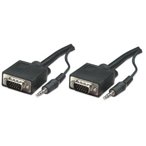 Kabel SVGA HD15-HD15 M/M z audio Jack 3.5mm 10m czarny