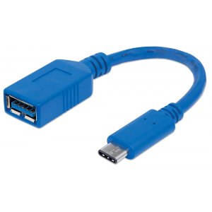 KABEL USB C-A M/F 0,15m USB3.0 SuperSpeed niebieski