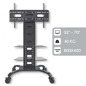 Stojak Mobilny TV LED/LCD/PDP 32-70 Cali 145cm 2x Półka AV