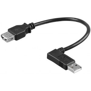 Kabel Przedłużacz USB 2.0 A-A M/F 15cm Wtyk Kątowy