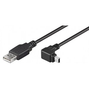 KABEL USB 2.0 A - MINI-B M/M 1.8M KĄTOWY CZARNY